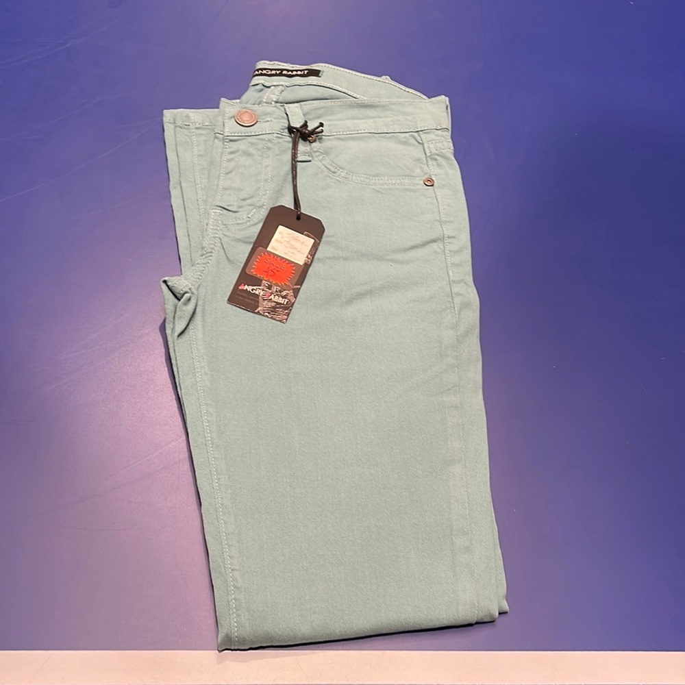 Angry rabbit green skinny jeans